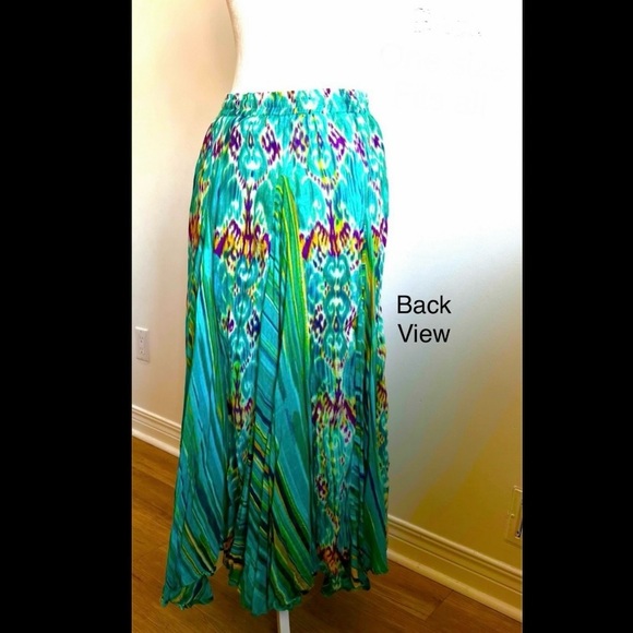 Vintage boho artsy fanning with lines & modern patterns maxi skirt - Picture 7 of 14